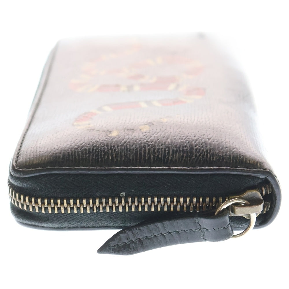GUCCI(グッチ) キングスネーク ラウンドジップ レザーロングウォレット