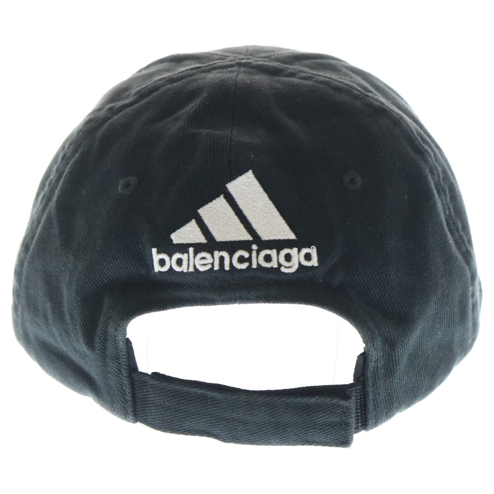 BALENCIAGA(バレンシアガ) ×adidas アディダス ロゴストライプベースボールキャップ 帽子 712160 410B2 ブラック