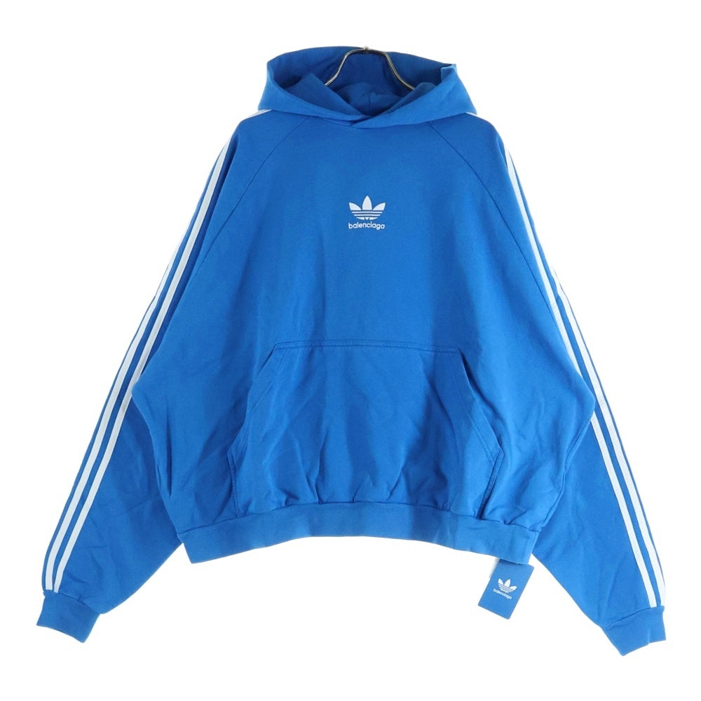 BALENCIAGA(バレンシアガ) 22AW×adidas Hoodie Large Fit アディダス ロゴラージフィットプルオーバーパーカー ブルー 729322 TNVN2