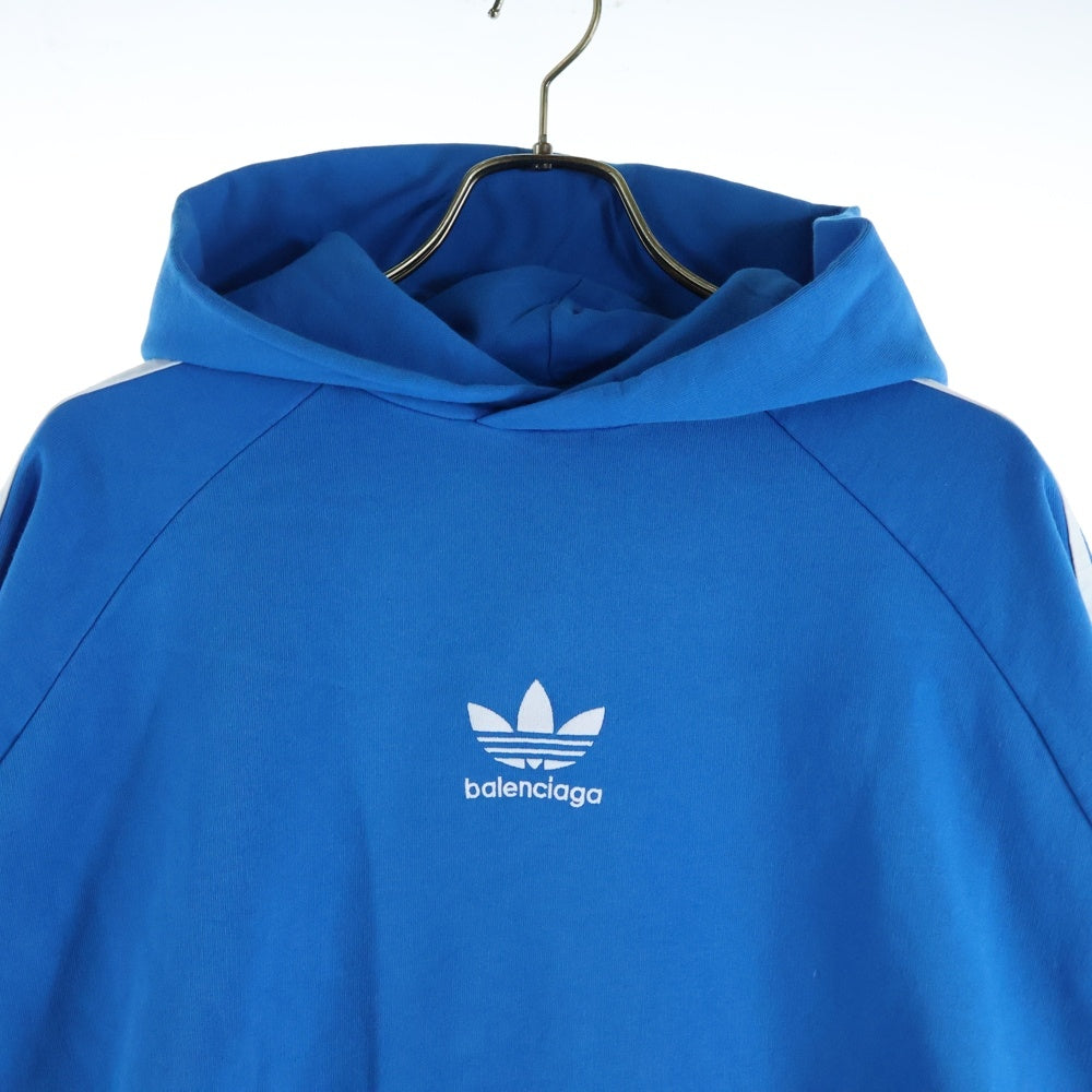 BALENCIAGA(バレンシアガ) 22AW×adidas Hoodie Large Fit アディダス ロゴラージフィットプルオーバーパーカー ブルー 729322 TNVN2