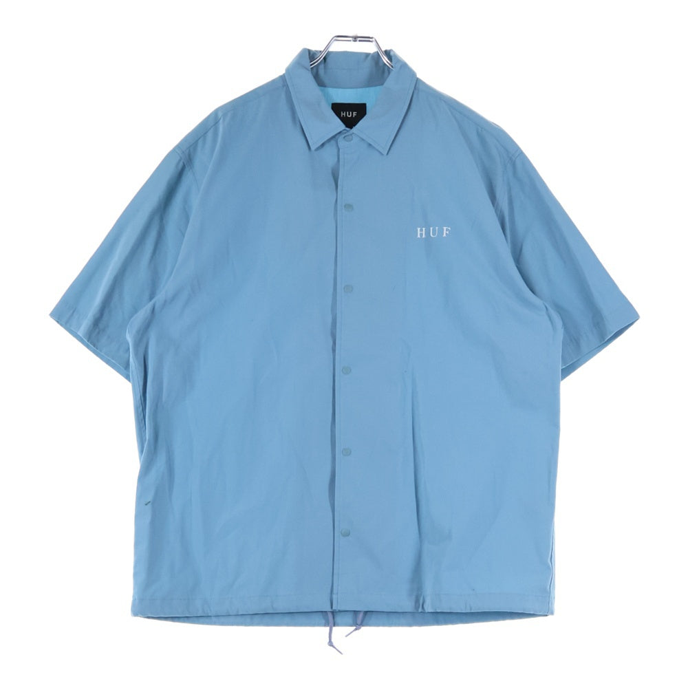 HUF コーチシャツ　CENTRAL PARK SSL SHIRT HUF(ハフ) 20SS CENTRAL PARK SSL SHIRT ロゴ刺繍 半袖シャツ ブルー
