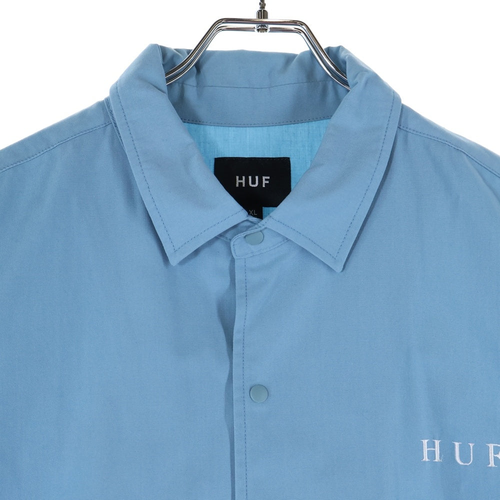 HUF(ハフ) 20SS CENTRAL PARK SSL SHIRT ロゴ刺繍 半袖シャツ ブルー