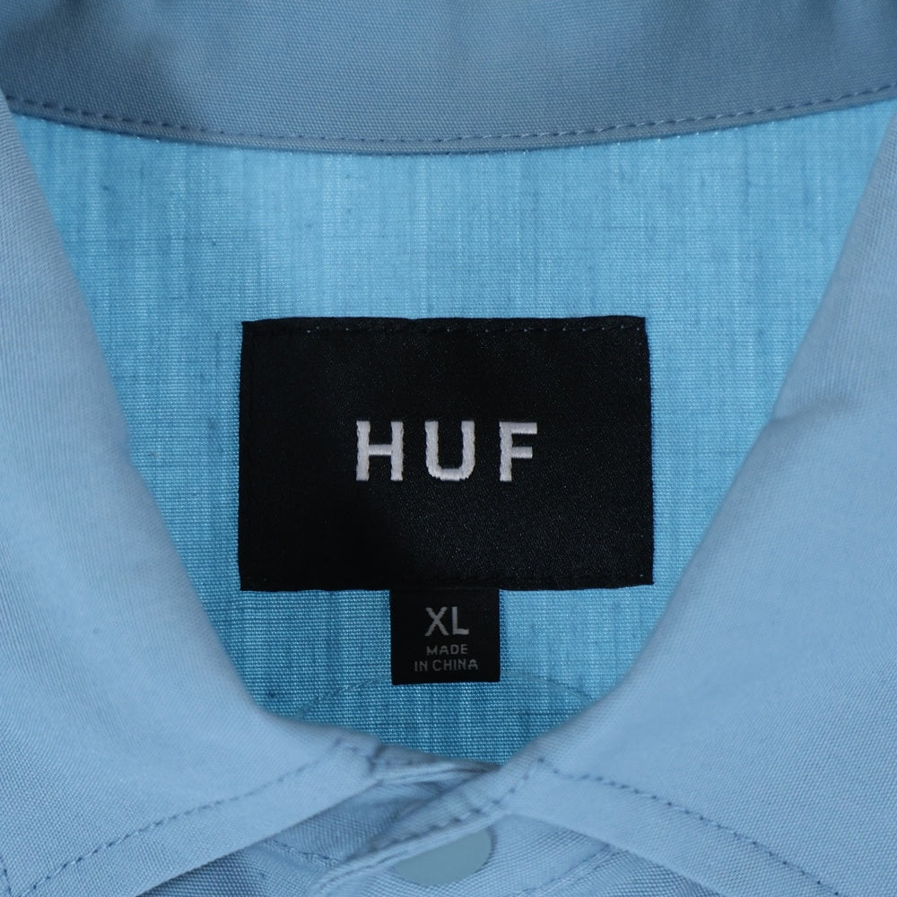 HUF(ハフ) 20SS CENTRAL PARK SSL SHIRT ロゴ刺繍 半袖シャツ ブルー
