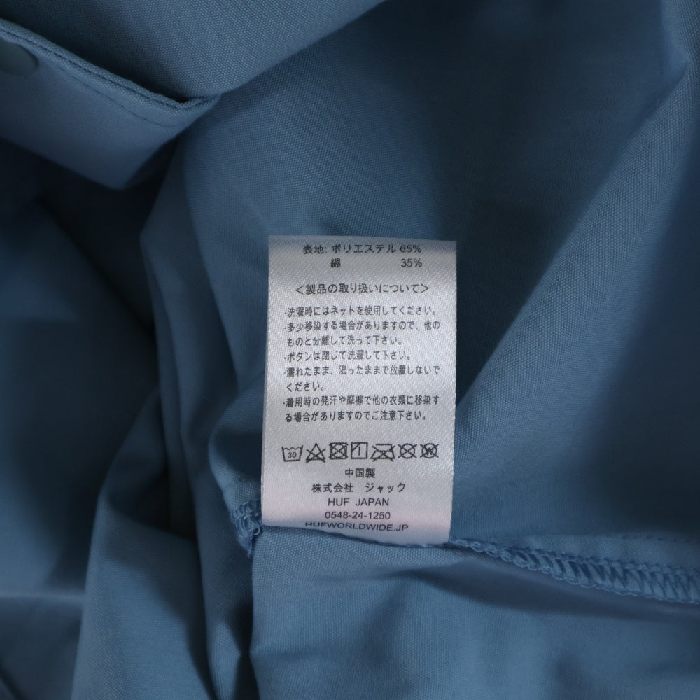 HUF(ハフ) 20SS CENTRAL PARK SSL SHIRT ロゴ刺繍 半袖シャツ ブルー