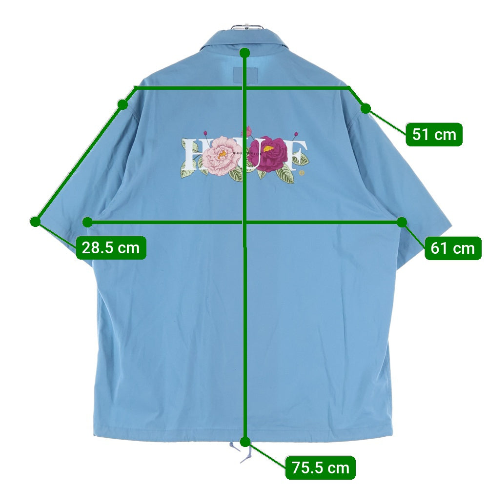 HUF(ハフ) 20SS CENTRAL PARK SSL SHIRT ロゴ刺繍 半袖シャツ ブルー