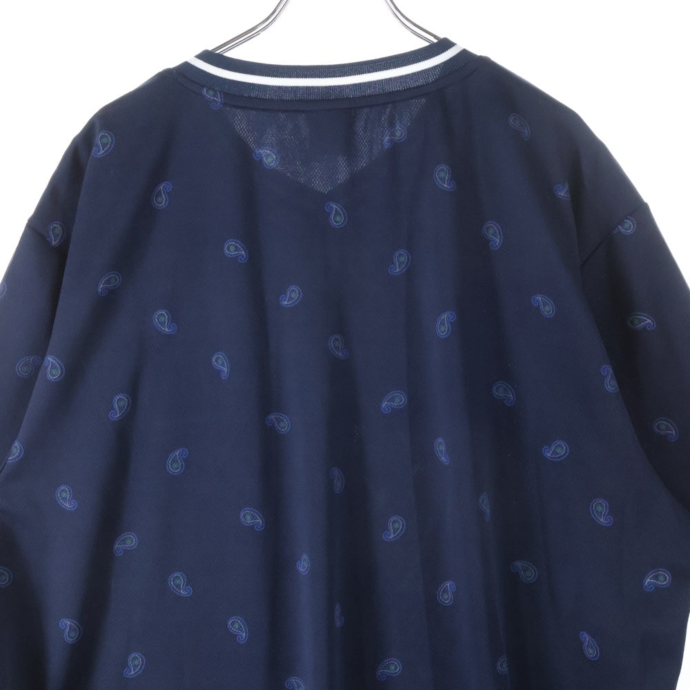 HUF(ハフ) PAISLEY WARM UP JERSEY ペイズリー ウォームアップジャージー Vネック半袖Tシャツ ネイビー