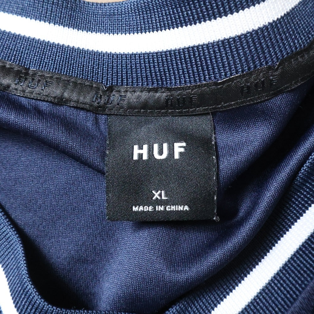 HUF(ハフ) PAISLEY WARM UP JERSEY ペイズリー ウォームアップジャージー Vネック半袖Tシャツ ネイビー