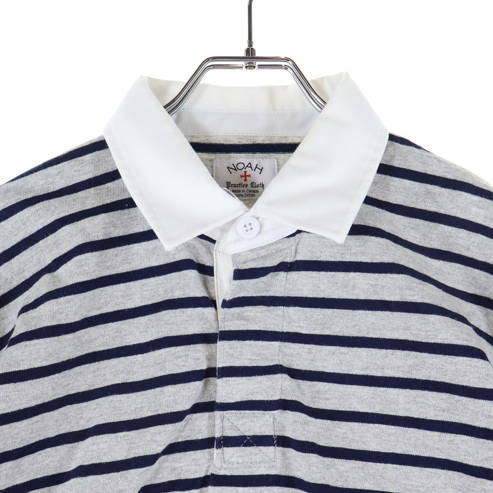 NOAH(ノア) Rugby Polo Shirt ボーダーラガーシャツ 長袖ポロシャツ グレー