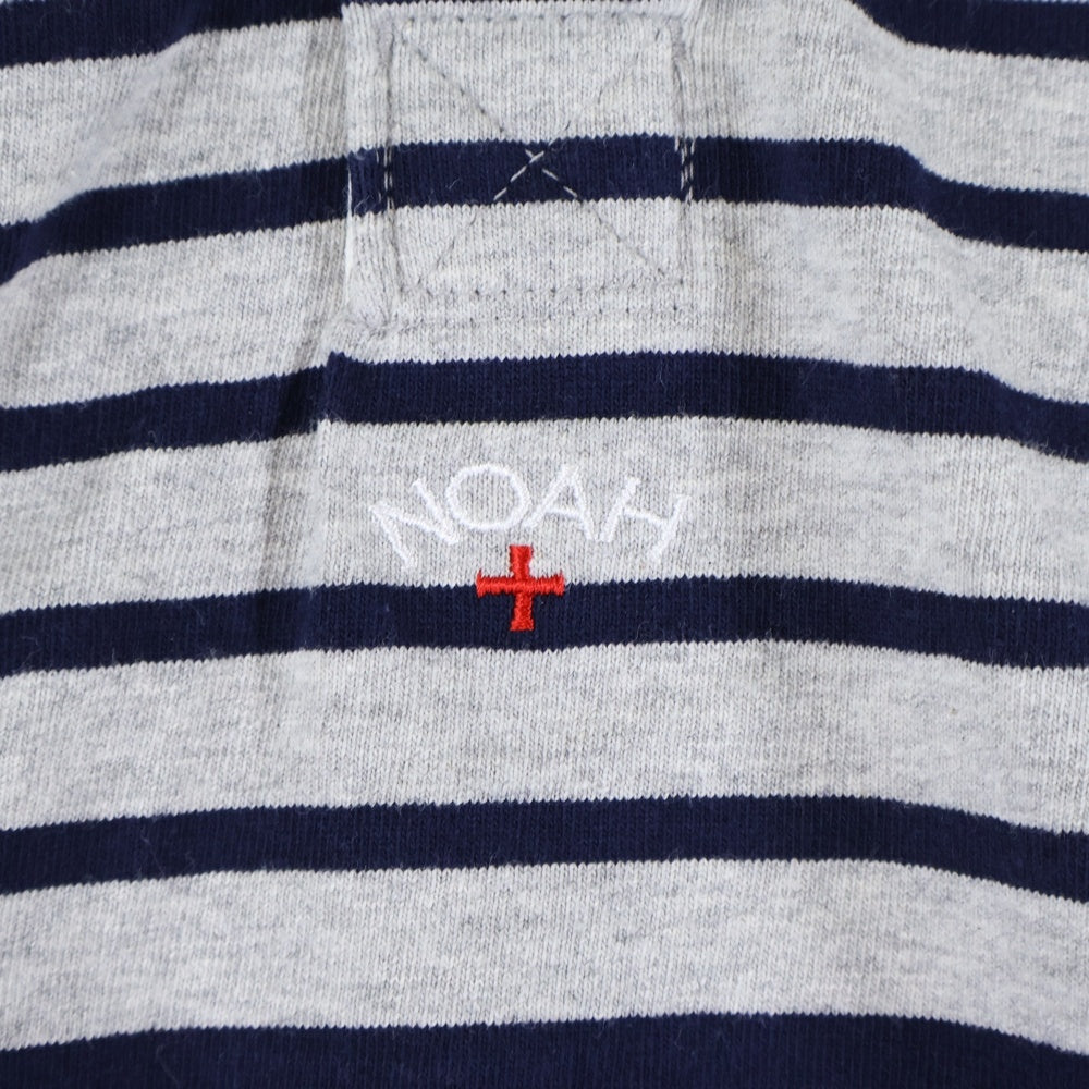 NOAH(ノア) Rugby Polo Shirt ボーダーラガーシャツ 長袖ポロシャツ グレー