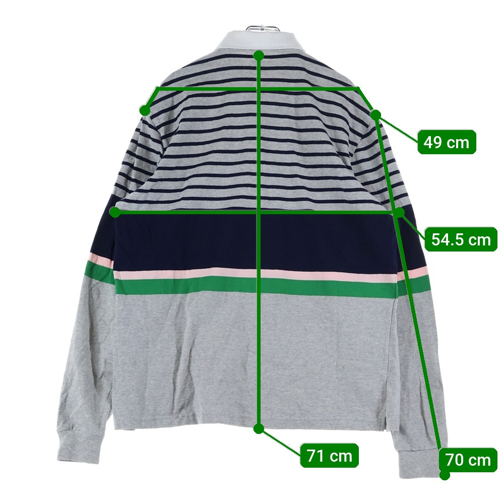 NOAH(ノア) Rugby Polo Shirt ボーダーラガーシャツ 長袖ポロシャツ グレー