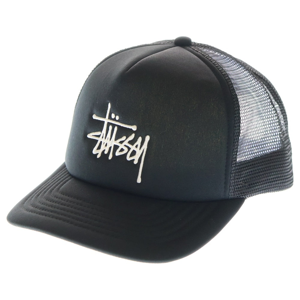 STUSSY(ステューシー) Logo Cap ロゴ刺繍 トラッカーキャップ 帽子 ブラック