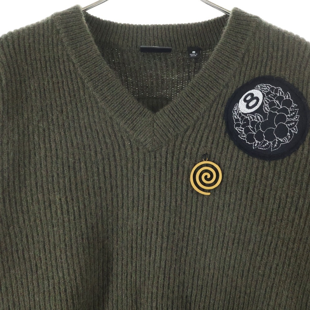 STUSSY(ステューシー) ×Dries Van Noten DVN Badge Sweater ドリスヴァンノッテン Vネックニットセーター ブラウン 317008