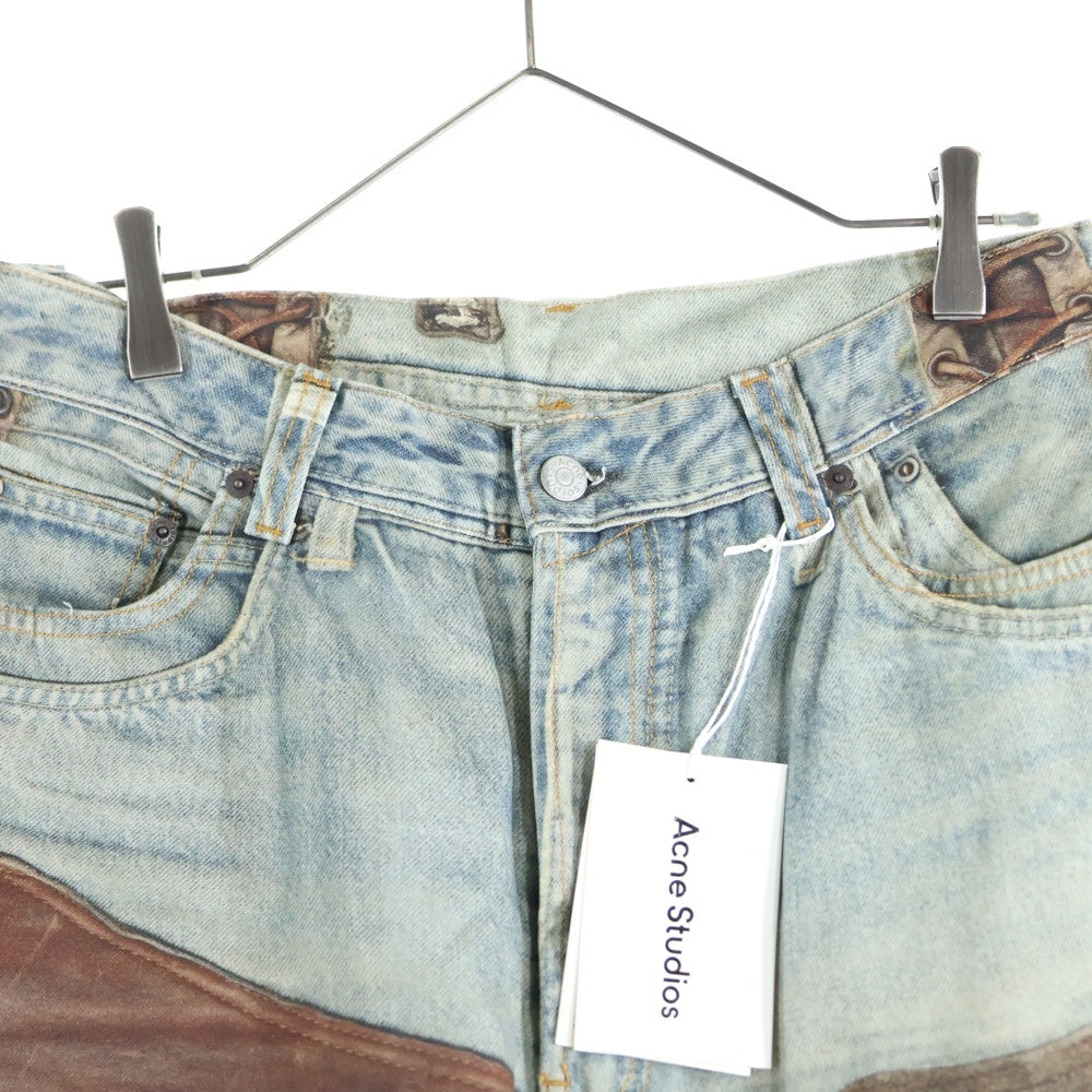 Acne Studios(アクネ ストゥディオズ) Super Baggy Fit Transfer Print Jeans 転写プリント トロンプルイユ スーパーバギーパンツ インディゴ FN-MN-TROU000960 B00344-