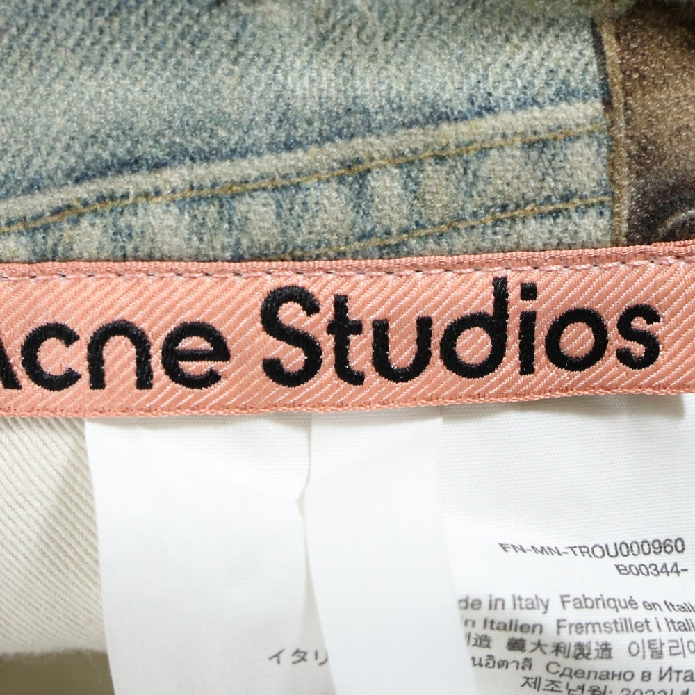 Acne Studios(アクネ ストゥディオズ) Super Baggy Fit Transfer Print Jeans 転写プリント トロンプルイユ スーパーバギーパンツ インディゴ FN-MN-TROU000960 B00344-