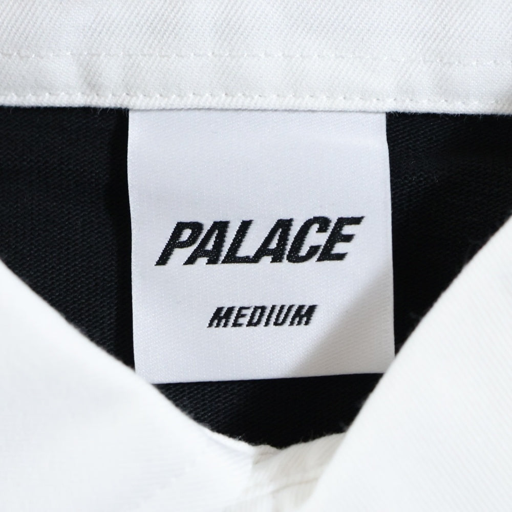 Palace Skateboards(パレススケートボーズ) Paly Rugby ロゴ刺繍 ラガーシャツ 長袖ポロシャツ ピンク P28ES029