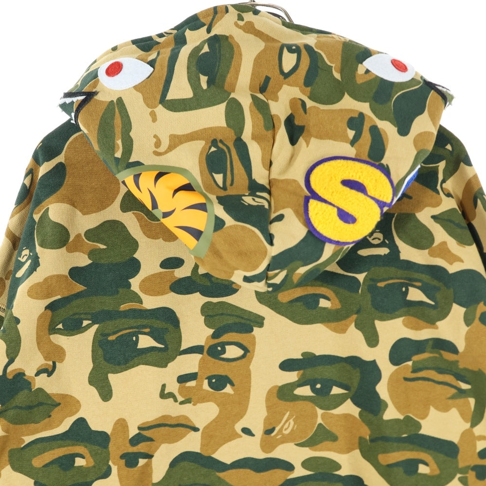 A BATHING APE(アベイシングエイプ) ×KIDSUPER CAMO SHARK FULL ZIP HOODIE キッドスーパー カモフラージュ 迷彩 フルジップアップスウェットパーカー フーディー カーキ 001ZPL231909C