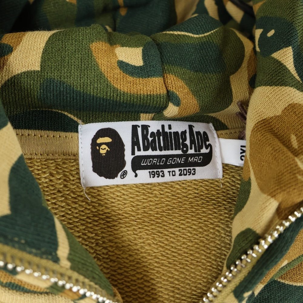 A BATHING APE(アベイシングエイプ) ×KIDSUPER CAMO SHARK FULL ZIP HOODIE キッドスーパー カモフラージュ 迷彩 フルジップアップスウェットパーカー フーディー カーキ 001ZPL231909C