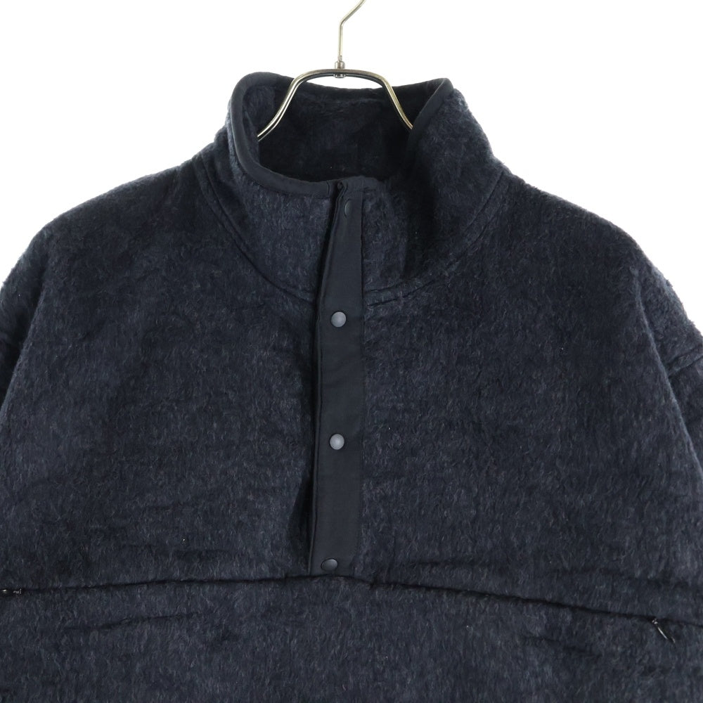 blurhms(ブラームス) 22AW Cotton Silk Fleece Snap P/O シルク混 ハーフスナップ プルオーバーフリースジャケット ブラック BHS22F027