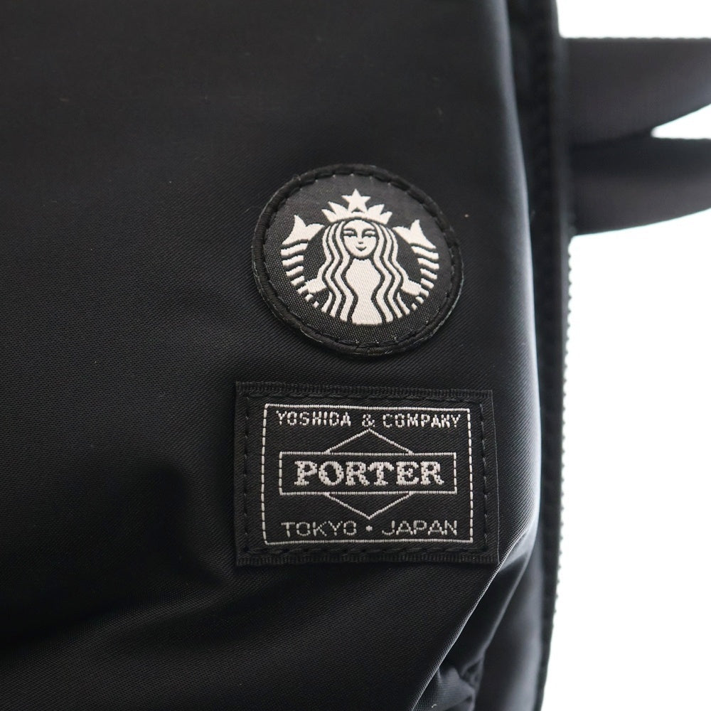 PORTER(ポーター) ×STARBUCKS コーヒービーンシェイプ 2WAY ツールバッグ ナイロンハンドバッグ ブラック レディース