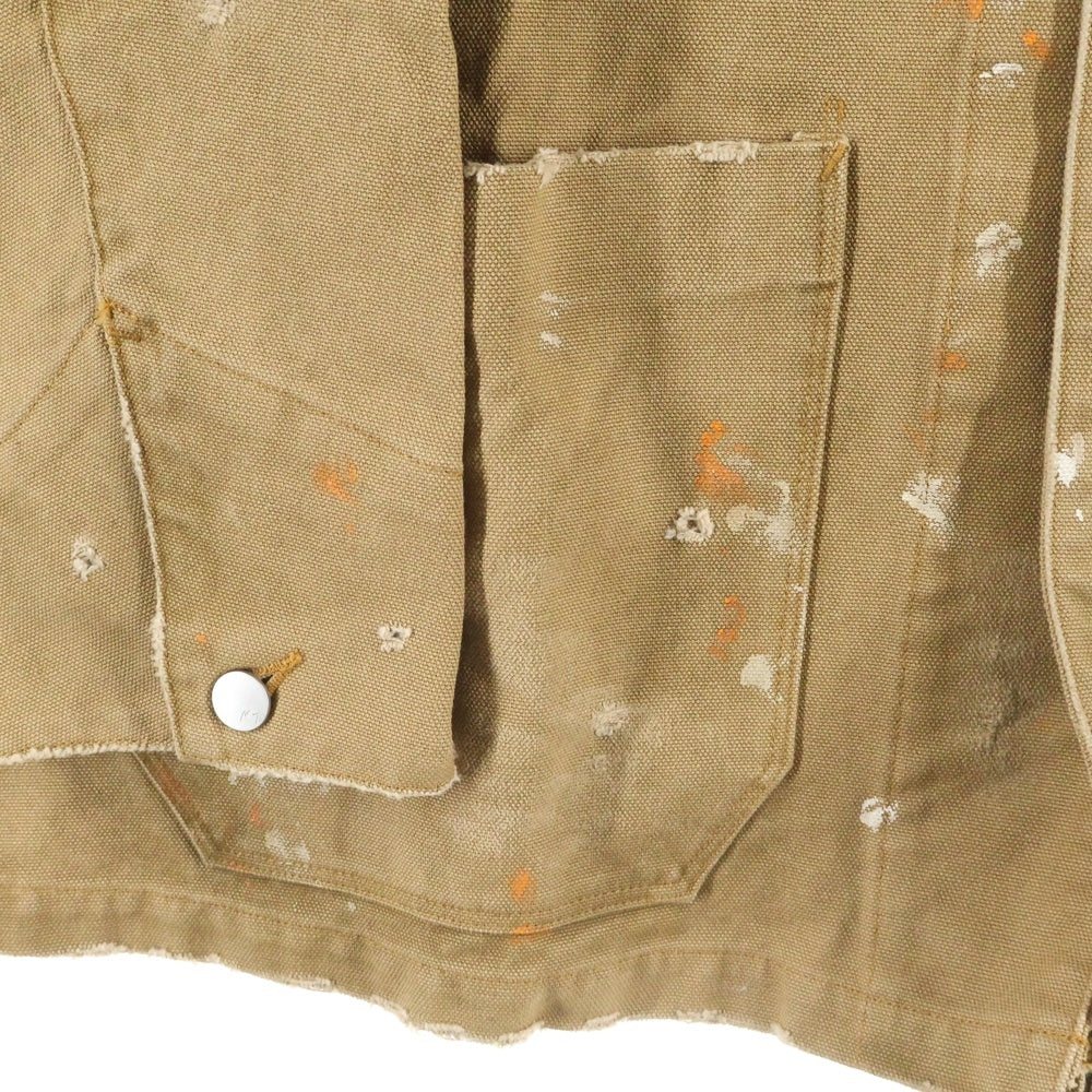 ANCELLM(アンセルム) WISM別注 DUCK COVERALL JACKET ウィズム ダメージ加工 ペインターカバーオールジャケット ワークジャケット ベージュ ACW-08