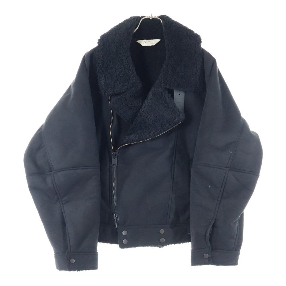 ANCELLM(アンセルム) ヴィーガンレザー ボア ジップジャケット フェイクムートンジャケット ブラック ANC-JK39-A