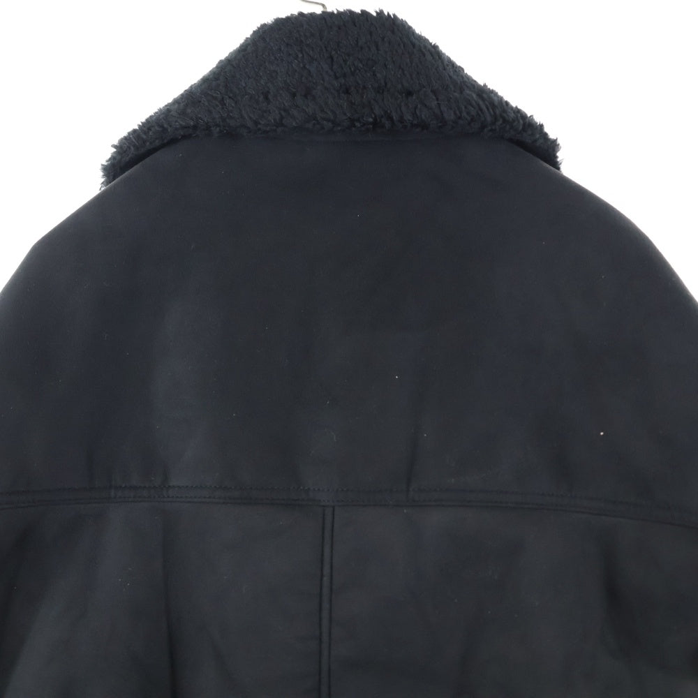 ANCELLM(アンセルム) ヴィーガンレザー ボア ジップジャケット フェイクムートンジャケット ブラック ANC-JK39-A