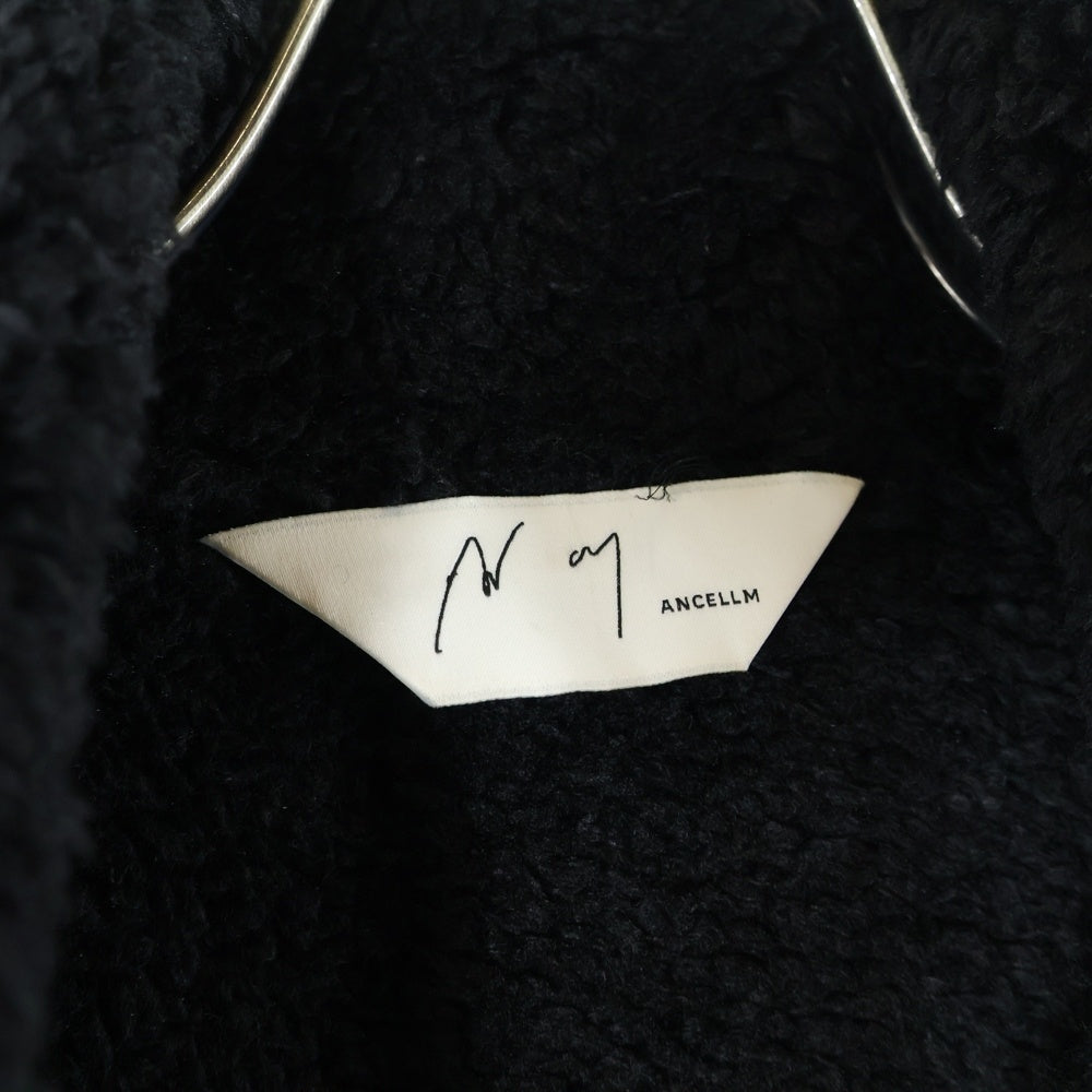 ANCELLM(アンセルム) ヴィーガンレザー ボア ジップジャケット フェイクムートンジャケット ブラック ANC-JK39-A