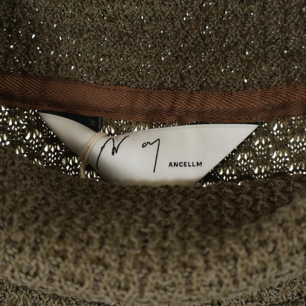 ANCELLM(アンセルム) CHAIN KNIT HI-NECK LS T-SHIRT ハイネック ニットセーター 長袖Tシャツ ブラウン ANC-CT36