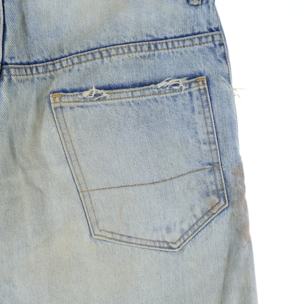 ANCELLM(アンセルム) DAMAGE SELVEDGE DENIM STRAIGHT 5P PANTS ダメージ加工 デニムストレートパンツ インディゴ ANC-PT11-B