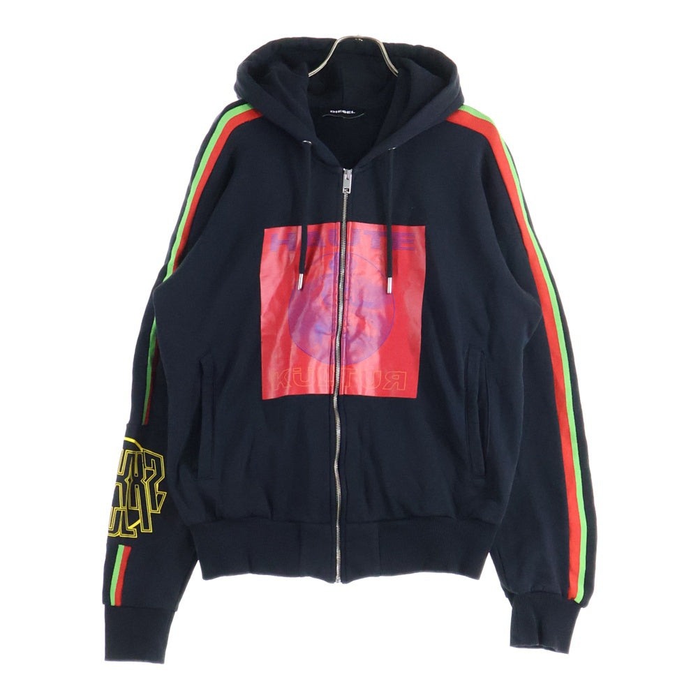 DIESEL(ディーゼル) HAUTE KULTUR HOODIE オート カルチャー ジップアップフーディー パーカー ブラック/レッド