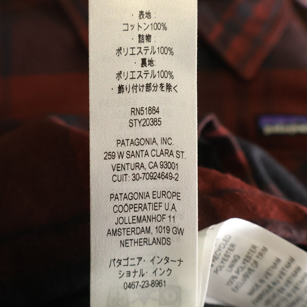PATAGONIA(パタゴニア) Insulated Fjord Flannnel Shirt フランネルチェックシャツ ジャケット レッド 20385FA22