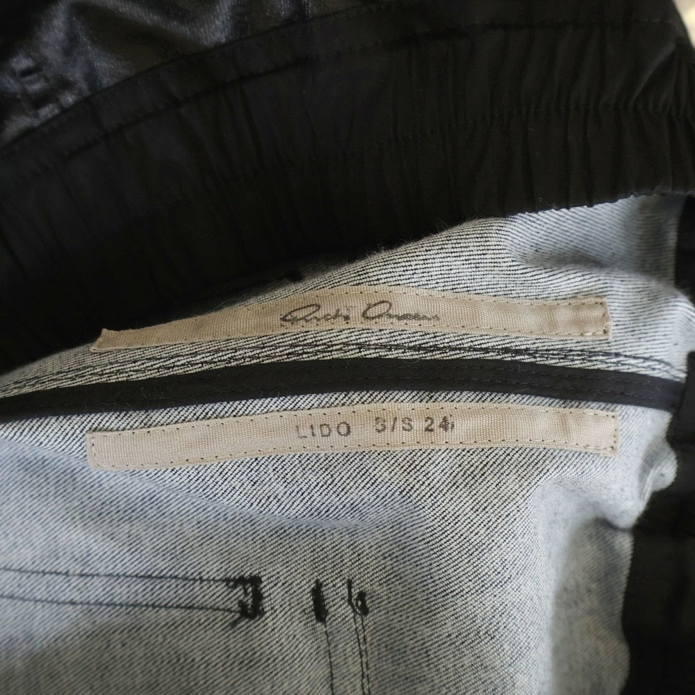 Rick Owens(リックオウエンス) 24SS Zipper Trimming コーティング加工 ジッパートリミングドローストリングパンツ ブラック RU01D3348-SCT