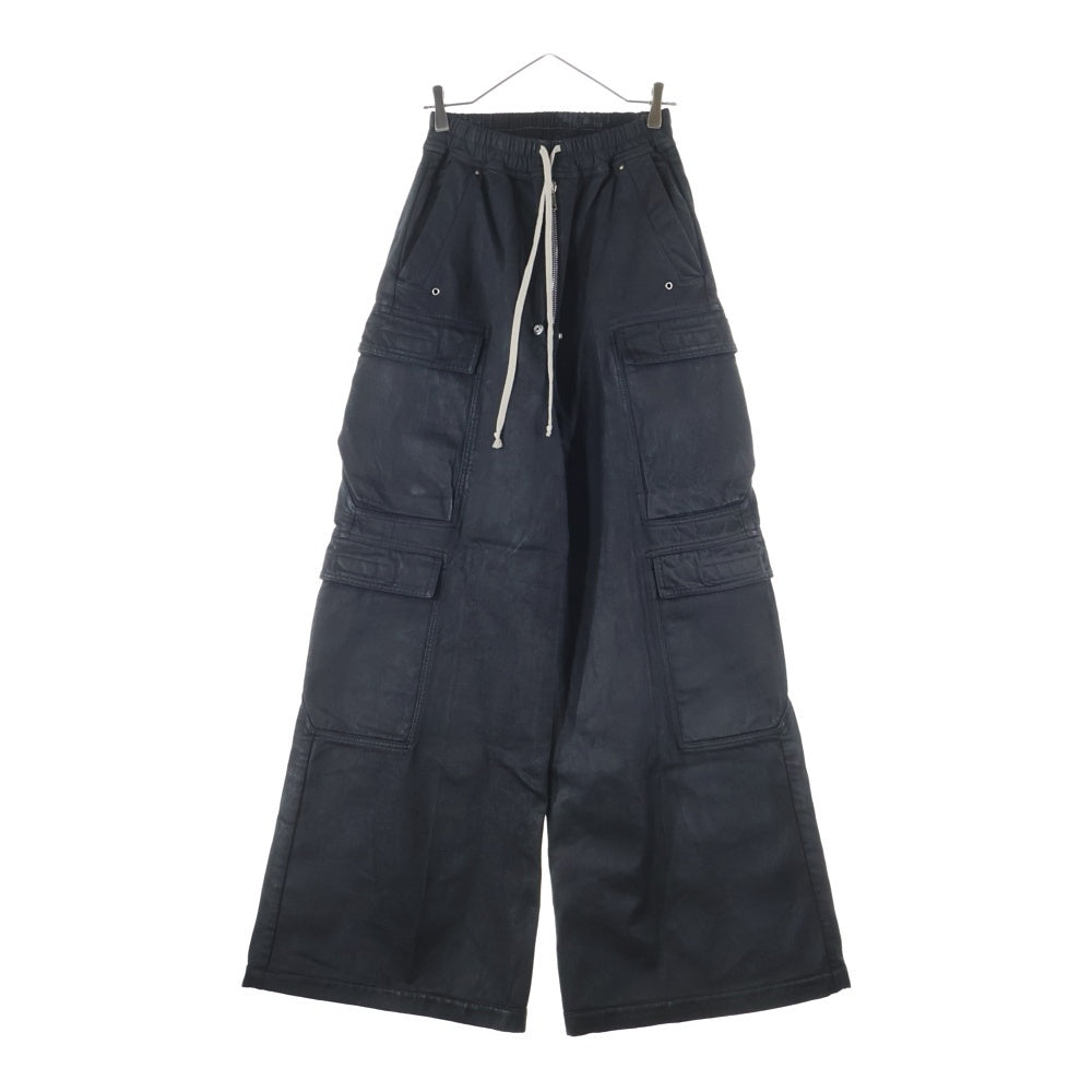 Rick Owens(リックオウエンス) Double Cargo Jumbo Belas ダブルカーゴジャンボベラ コーティング加工 ワイドデニムパンツ ブラック DU02E7398-BW