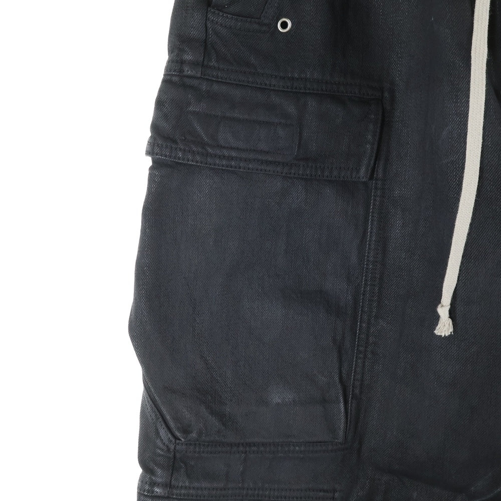 Rick Owens(リックオウエンス) Double Cargo Jumbo Belas ダブルカーゴジャンボベラ コーティング加工 ワイドデニムパンツ ブラック DU02E7398-BW