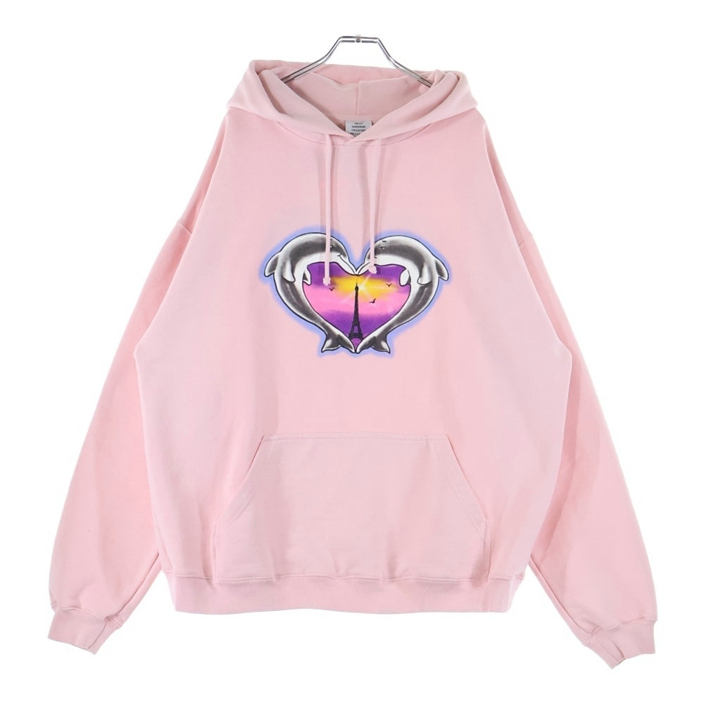 VETEMENTS(ヴェトモン) Dolphin Heart Print Hoodie ドルフィン ハートプリント プルオーバースウェットパーカー フーディー ピンク UA52TR790P