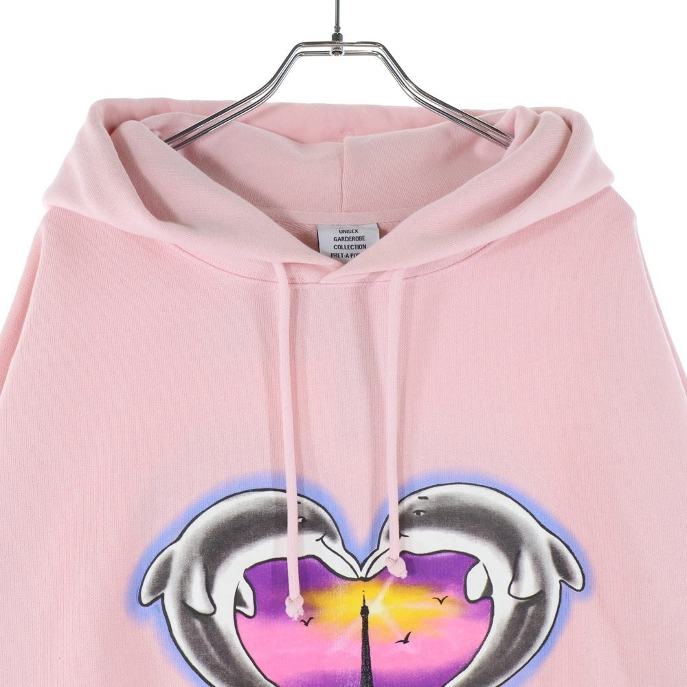 VETEMENTS(ヴェトモン) Dolphin Heart Print Hoodie ドルフィン ハートプリント プルオーバースウェットパーカー フーディー ピンク UA52TR790P