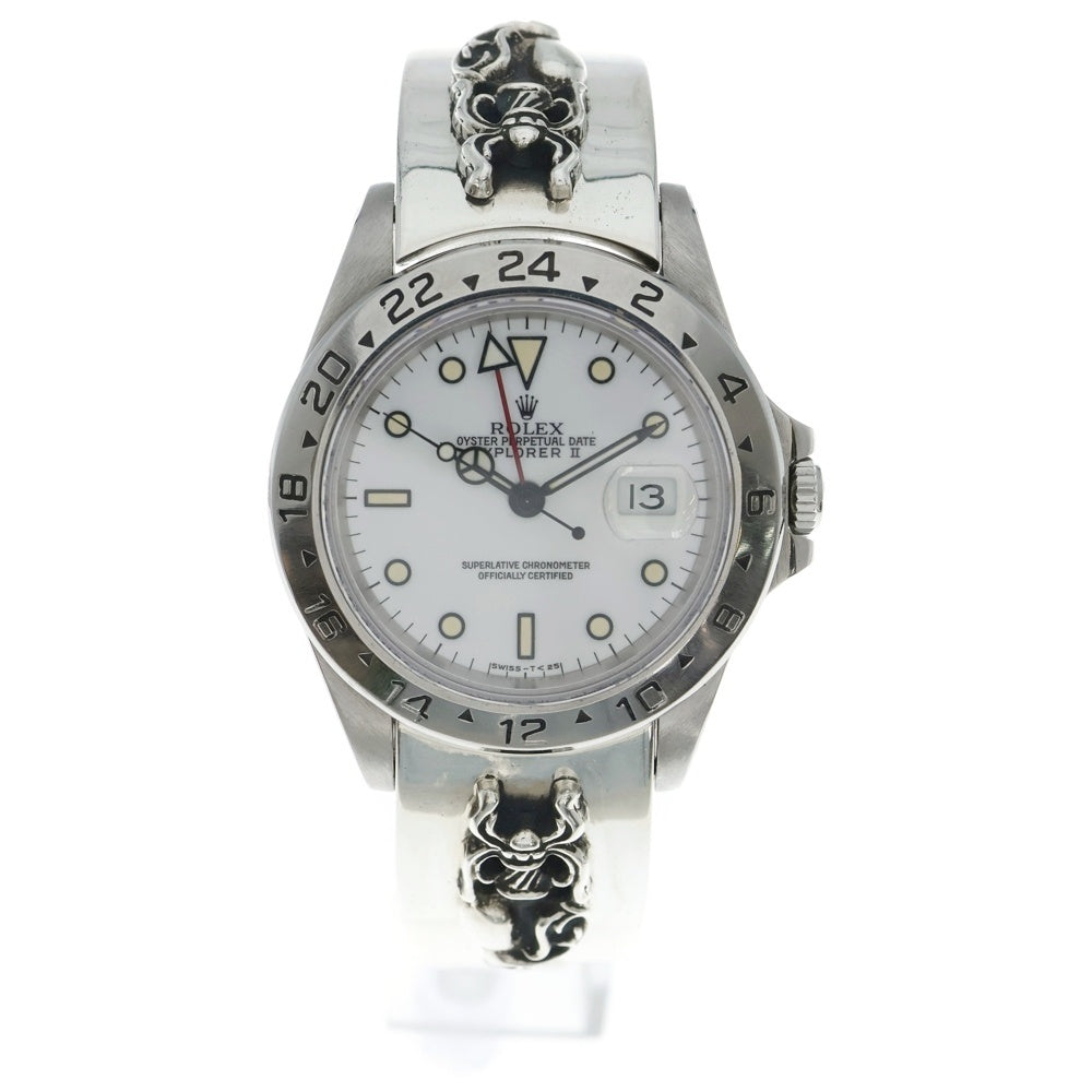 CHROME HEARTS(クロムハーツ) ×ROLEX Explorer2 DAGGER CLASSIC 166570 ロレックス エクスプローラー2 クラシック ダガーハート リンク ウォッチブレス 腕時計 シルバー