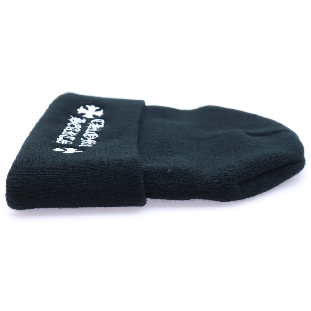 【美品】CHROME HEARTS クロムハーツ ニット帽 刺繍ロゴ ブラック 美品】CHROME HEARTS クロムハーツ ニット帽 刺繍ロゴ ブラック CHROME