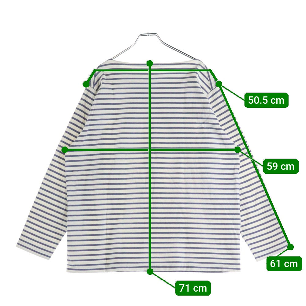 COMOLI(コモリ) 21SS Border Tops コットンボーダー 長袖Tシャツ ホワイト T01-05017