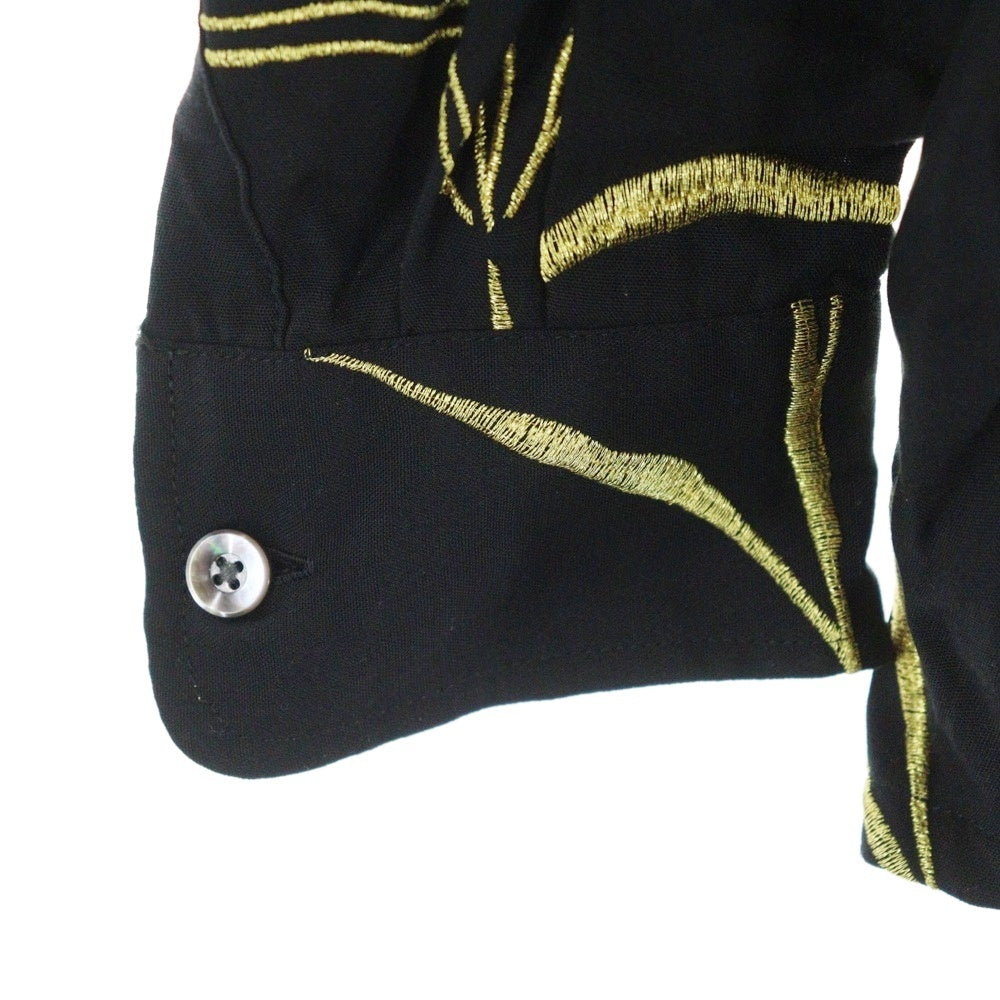 WACKO MARIA(ワコマリア) 21AW ×WOLF'SHEAD 50'S SHIRTS L/S ウルフズ ヘッド 長袖シャツ 蜘蛛の巣柄 ブラック/イエロー