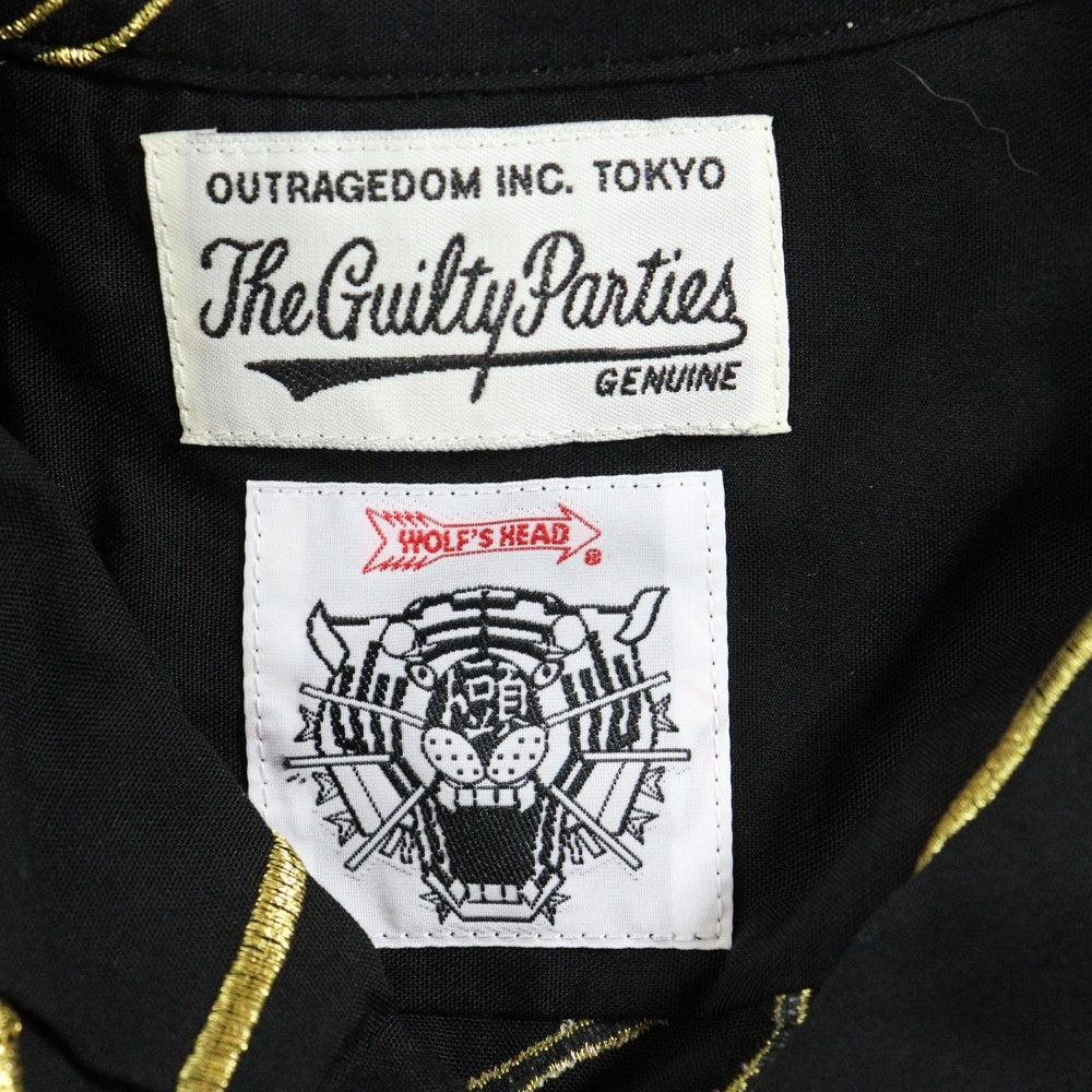 WACKO MARIA(ワコマリア) 21AW ×WOLF'SHEAD 50'S SHIRTS L/S ウルフズ ヘッド 長袖シャツ 蜘蛛の巣柄 ブラック/イエロー
