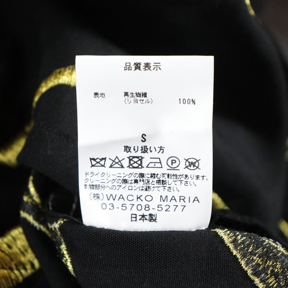 WACKO MARIA(ワコマリア) 21AW ×WOLF'SHEAD 50'S SHIRTS L/S ウルフズ ヘッド 長袖シャツ 蜘蛛の巣柄 ブラック/イエロー
