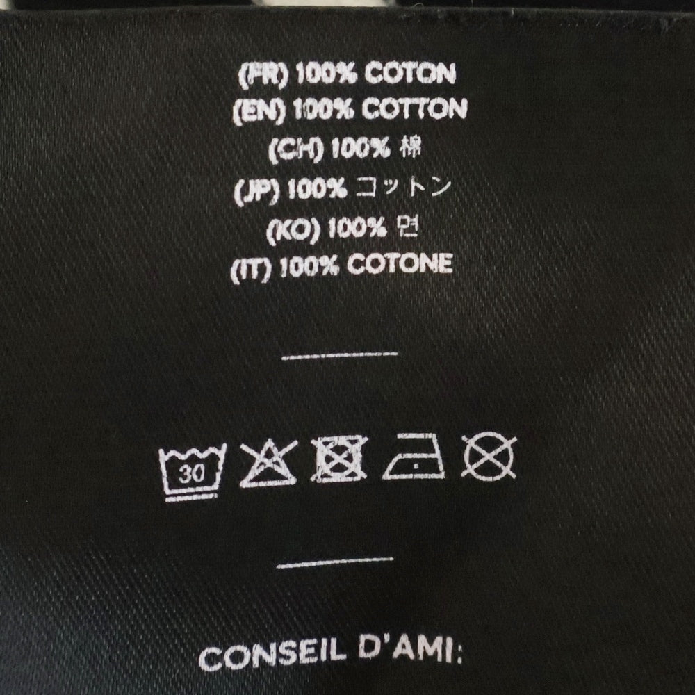 AMI Alexandre Mattiussi(アミアレクサンドルマテュッシ) L/S T-Shirt ハートロゴ刺繍 ボーダー長袖Tシャツ ロンT ブラック SPEH18J104.72