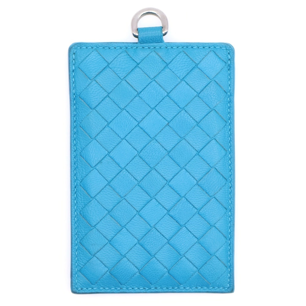 BOTTEGA VENETA(ボッテガヴェネタ) イントレチャート レザーカードケース パスケース 定期入れ ブルー レディース