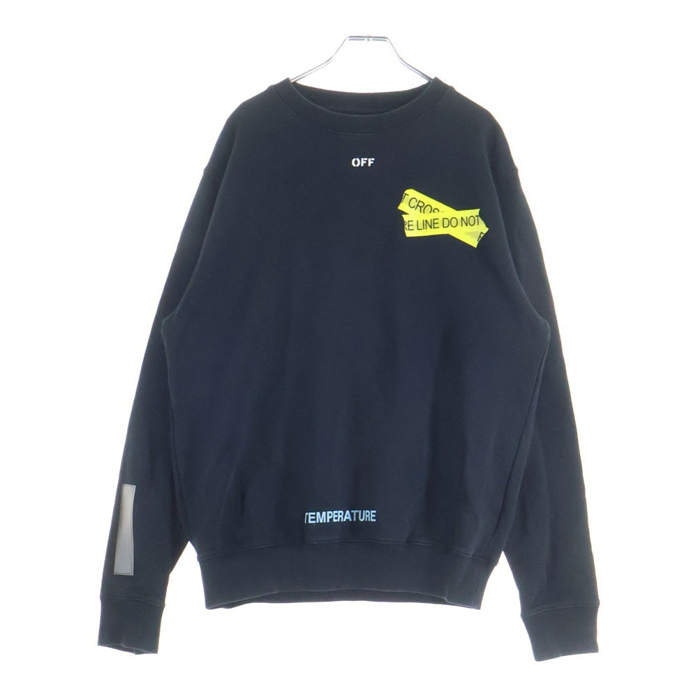 OFF-WHITE(オフホワイト) 18SS Fire Tape Sweatshirt クルーネックスウェットトレーナー ブラック