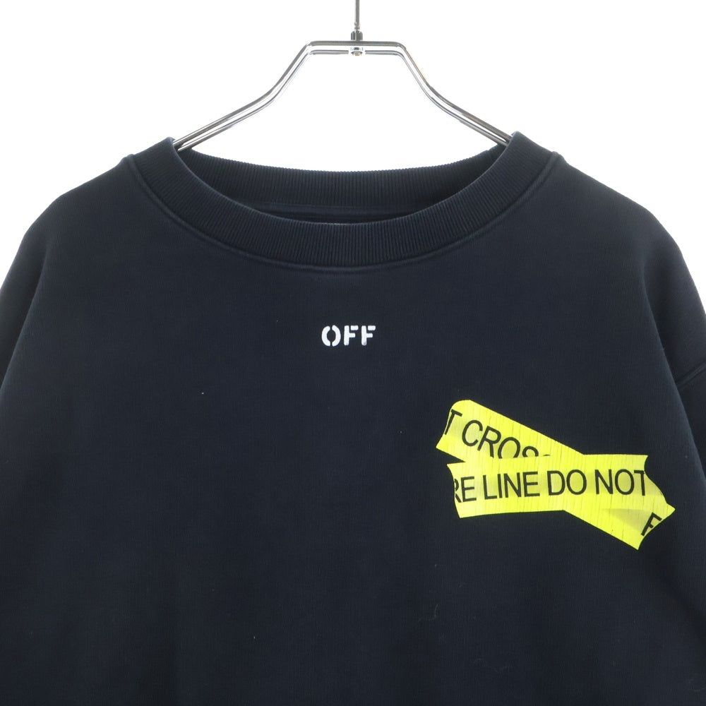 OFF-WHITE(オフホワイト) 18SS Fire Tape Sweatshirt クルーネックスウェットトレーナー ブラック