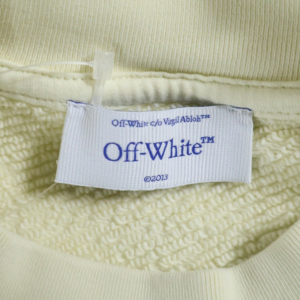 OFF-WHITE(オフホワイト) 23AW Felpa Flock OW Over Crew ロゴ刺繍 クルーネックスウェットトレーナー アイボリー OMBA075F23JER006