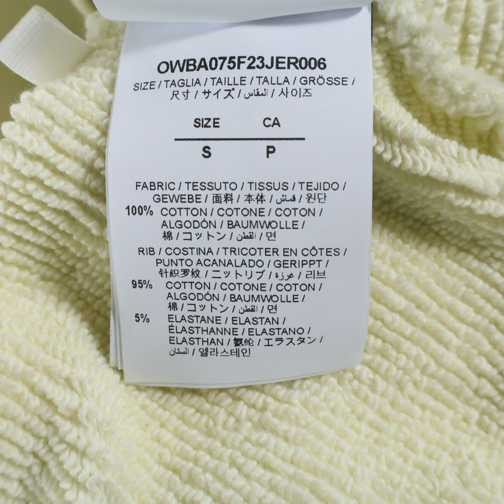 OFF-WHITE(オフホワイト) 23AW Felpa Flock OW Over Crew ロゴ刺繍 クルーネックスウェットトレーナー アイボリー OMBA075F23JER006