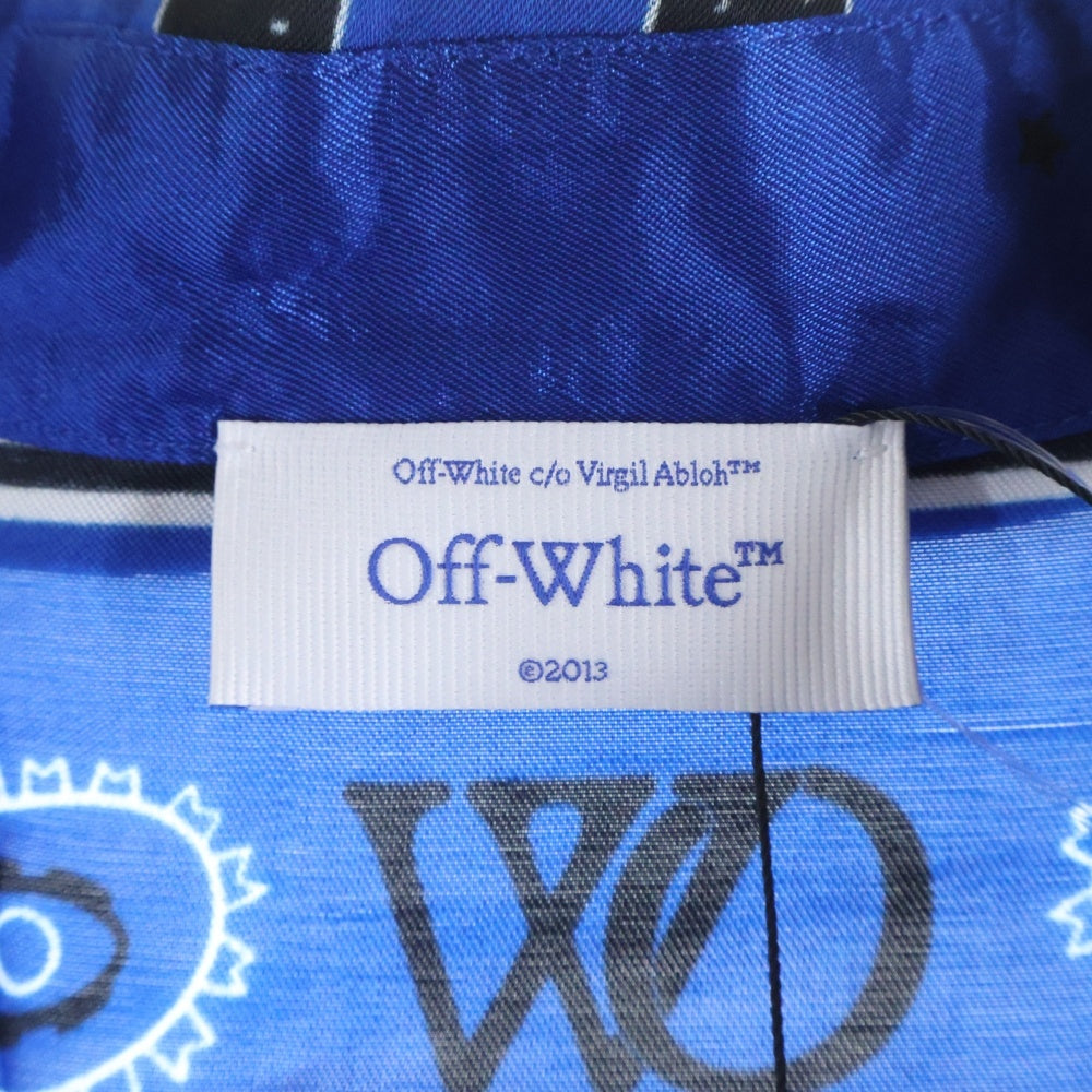 OFF-WHITE(オフホワイト) 24SS Bandana Bowling Shirt バンダナボウリングシャツ 総柄レーヨン半袖シャツ ブルー OMGG013S24FAB0034646