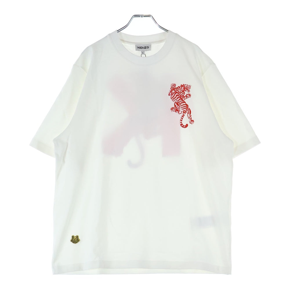 KENZO(ケンゾー) Climbing Tiger Cotton T-Shirt タイガー刺繍 半袖Tシャツ ホワイト FC55TS082CSB
